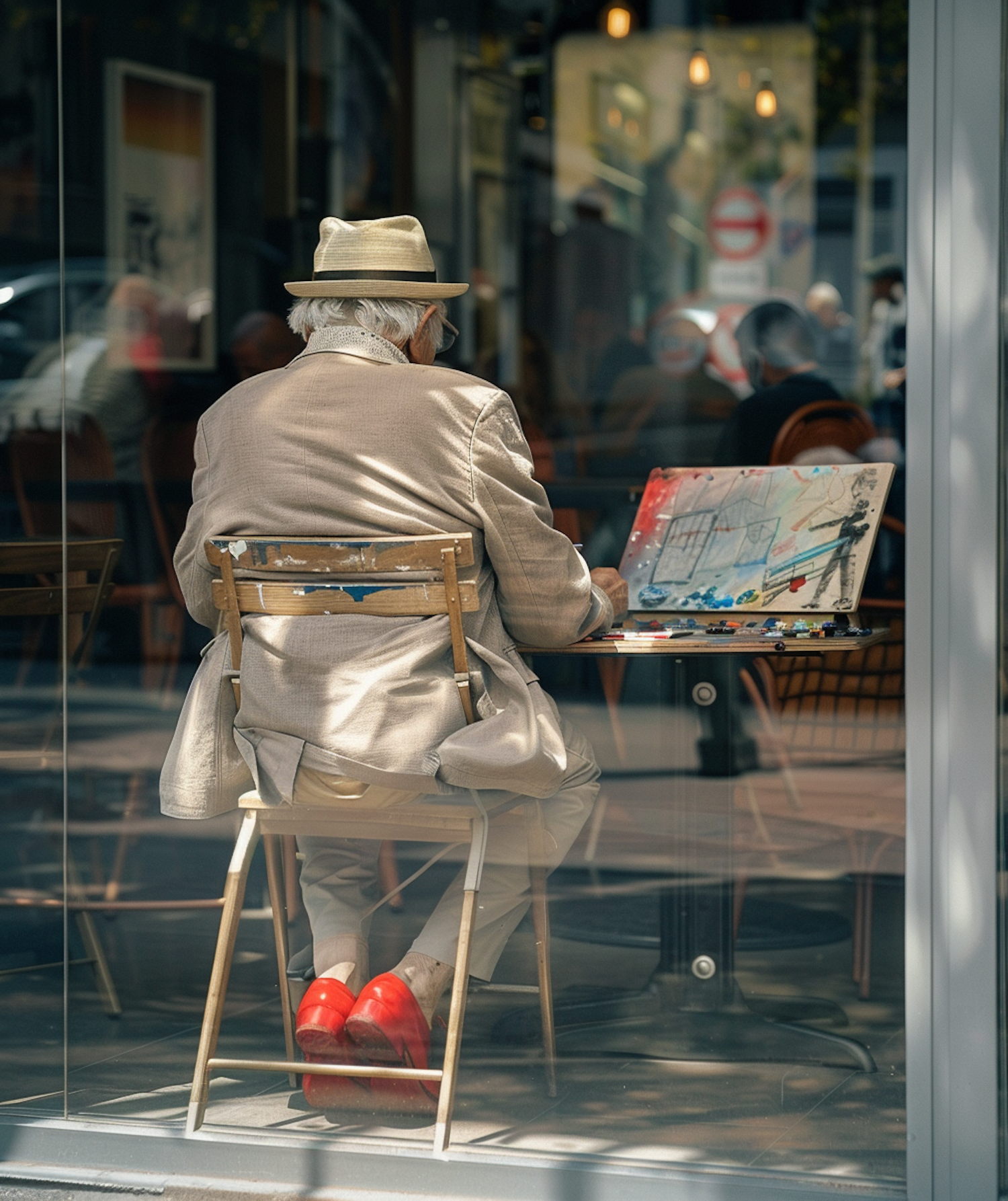 Elderly Painter at Work