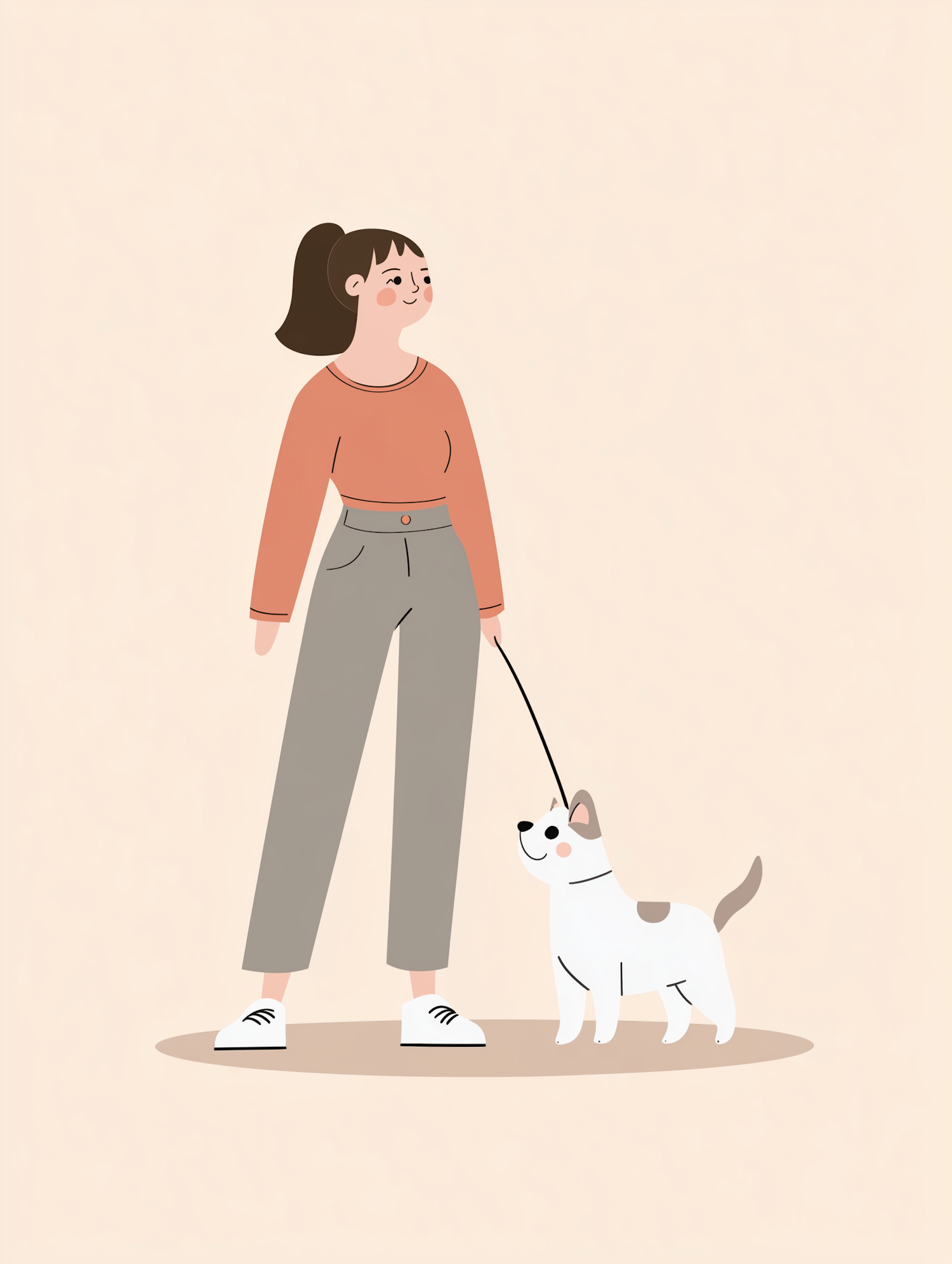 Woman and Dog Illustration