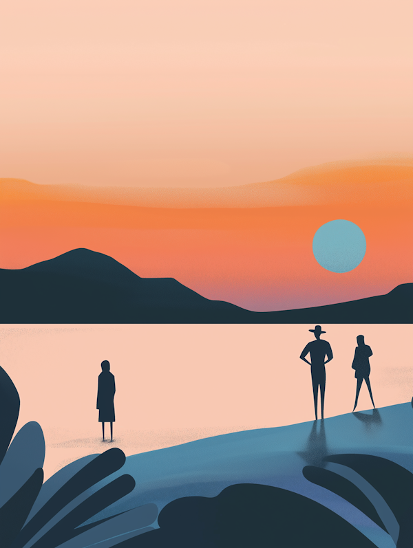 Serene Lakeside Dusk Illustration