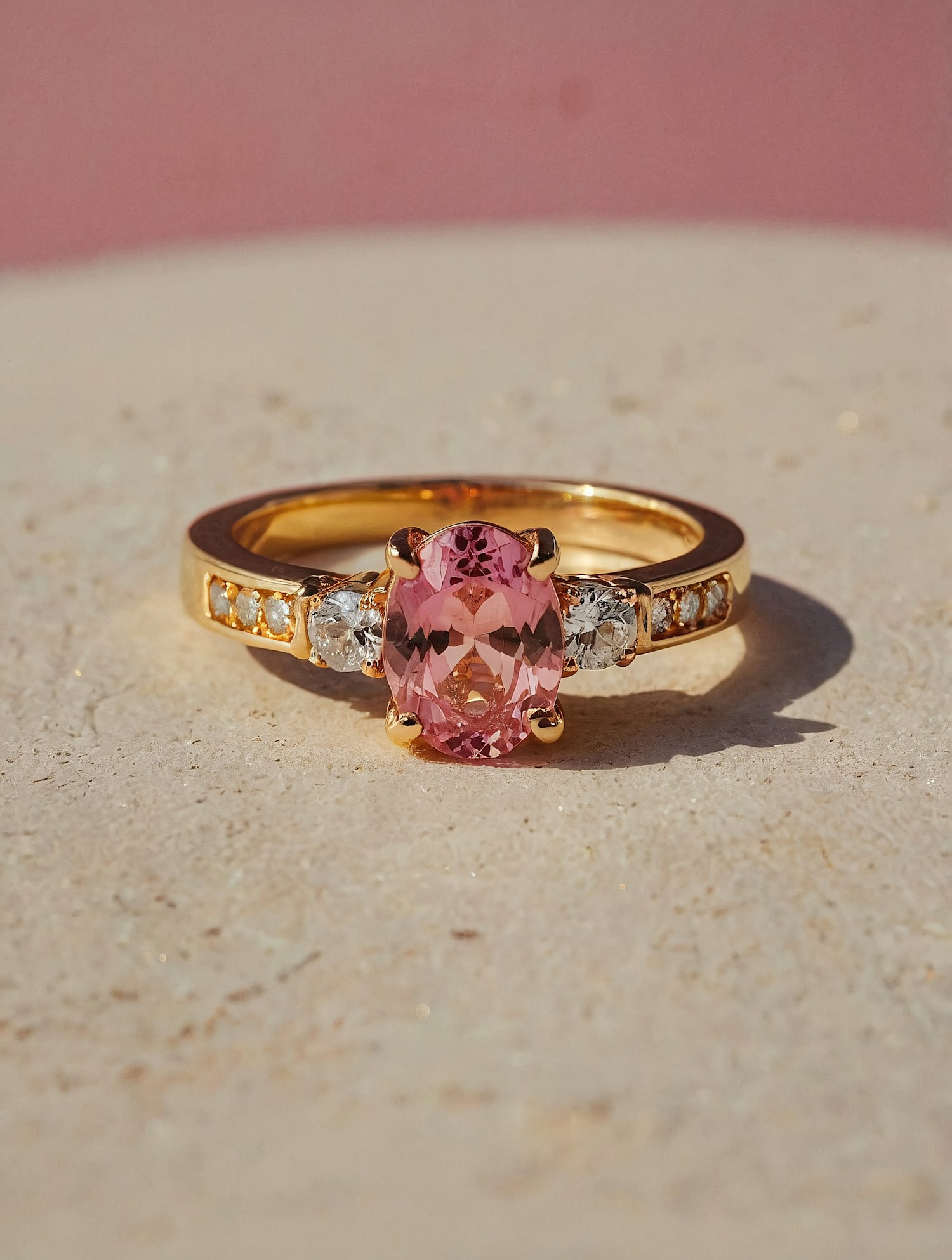 Elegant Gold Ring with Pink Gemstone