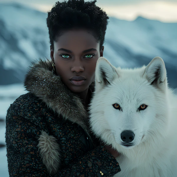 Woman and Wolf Portrait