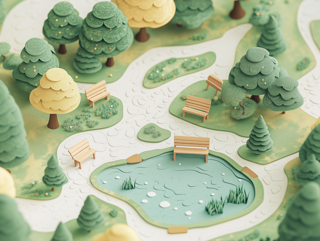 Paper-Craft Park Scene