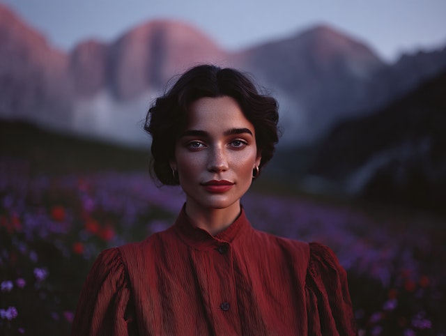 Woman in Floral Field