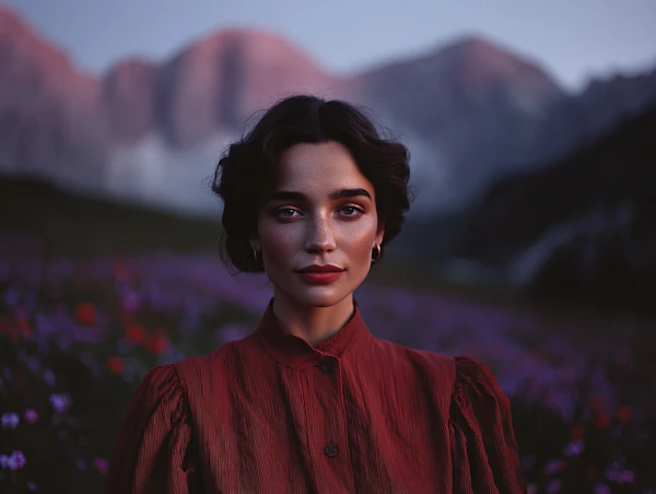 Woman in Floral Field