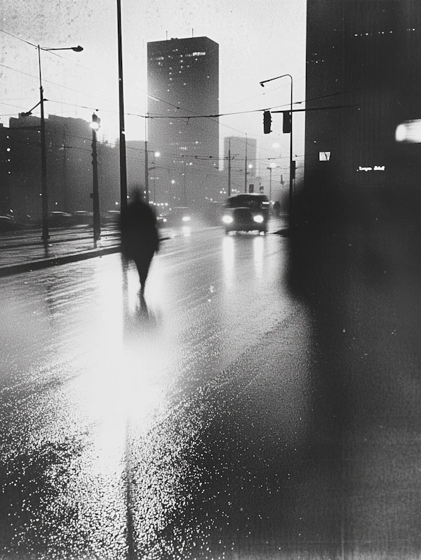 Moody City Street at Night