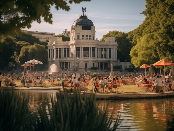 Golden Hour Leisure by the Neoclassical Pavilion