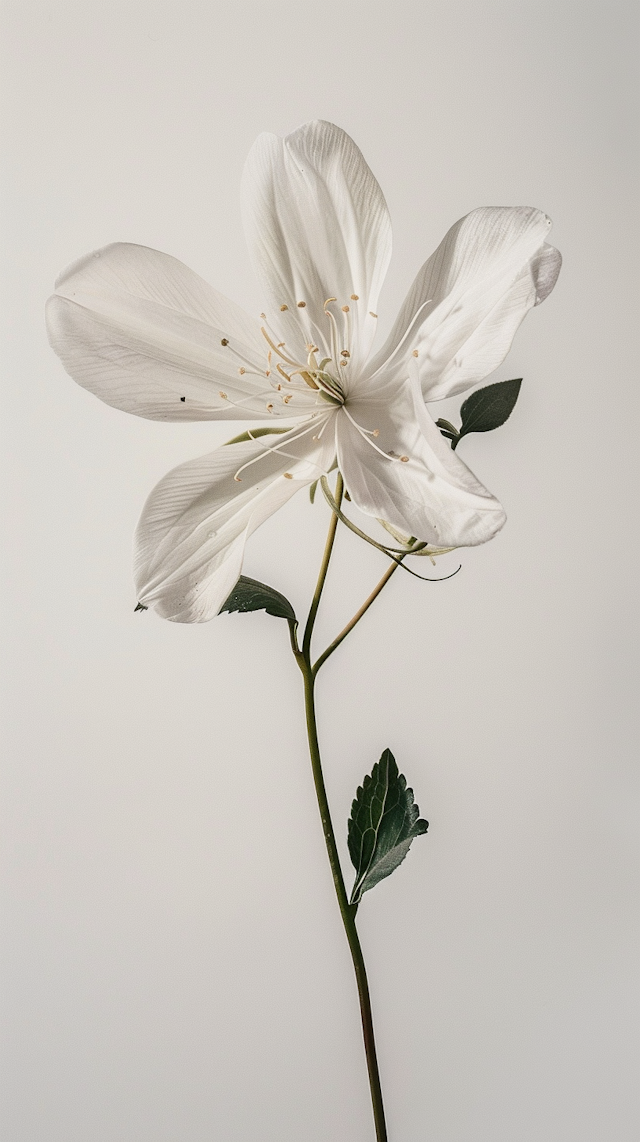 Elegant White Lily on Soft Gray Background