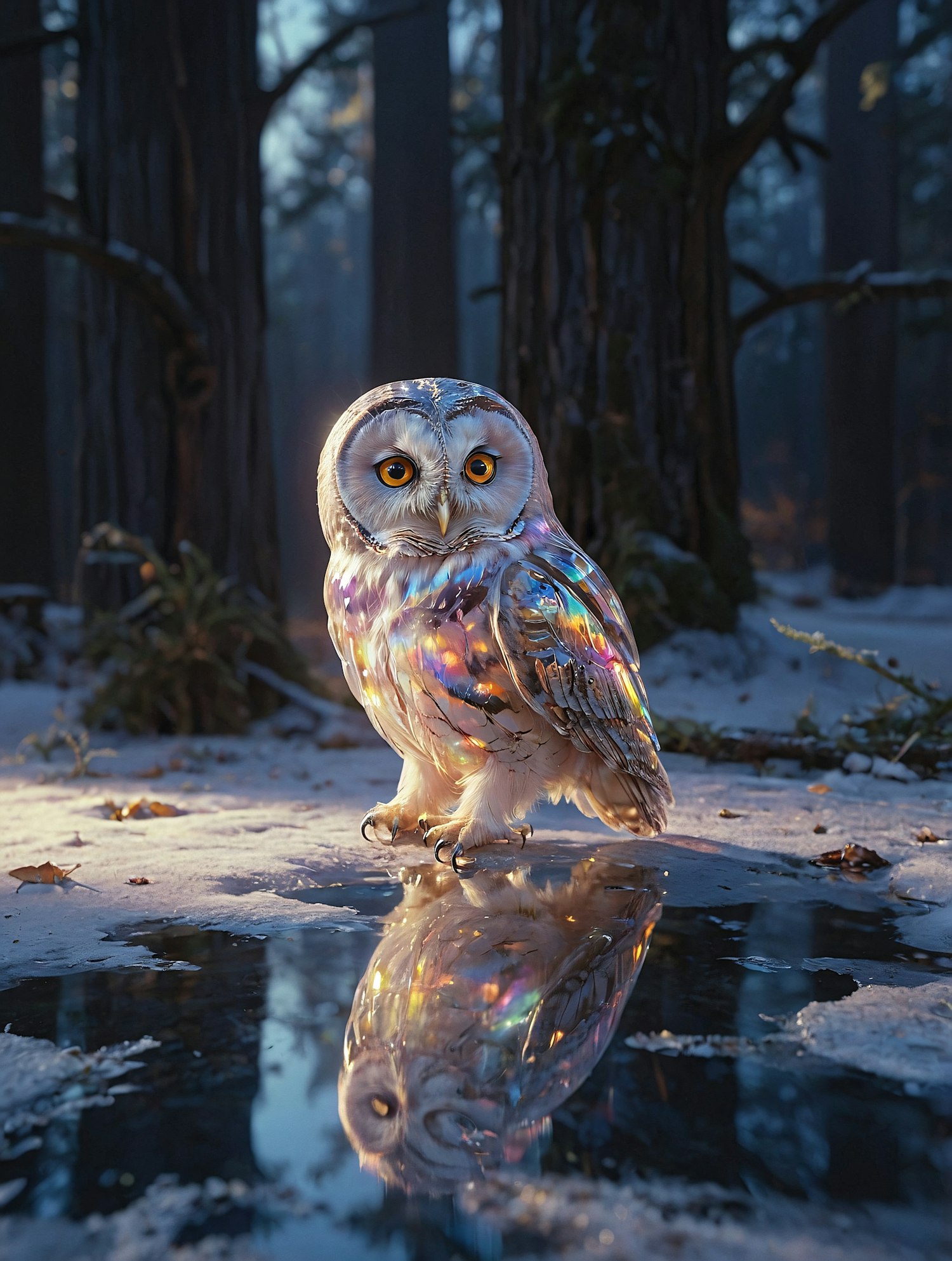 Ethereal Owl in Snowy Forest