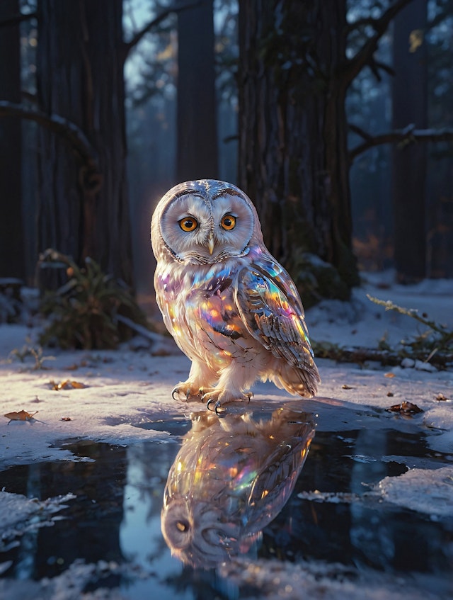 Ethereal Owl in Snowy Forest