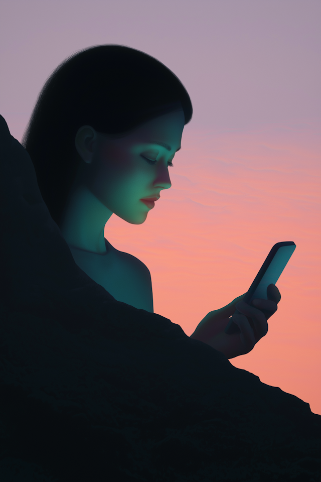 Woman with Smartphone Glow