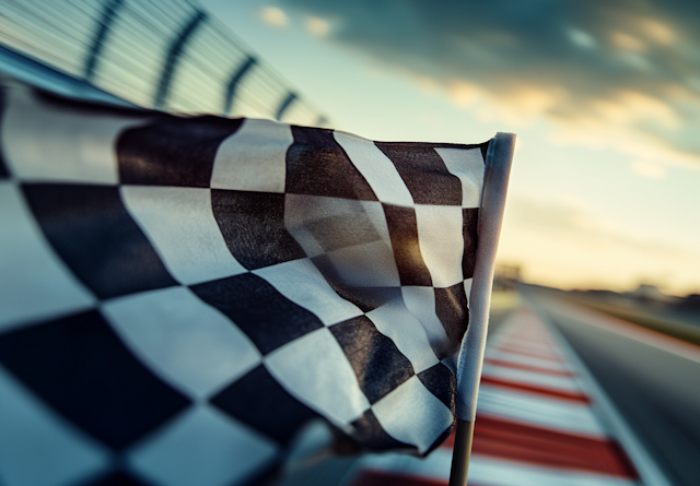 Checkered Flag at Sunset