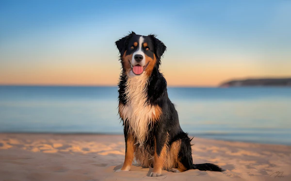 Bernese Dog at Sunset