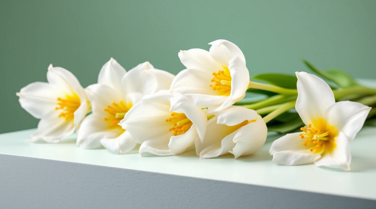 White Tulips on Light Surface