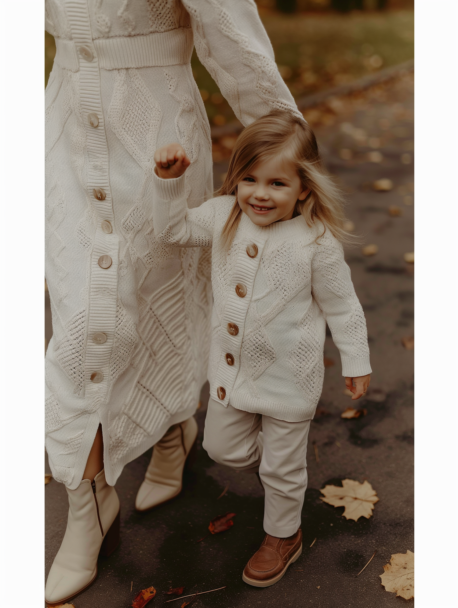 Autumn Stroll with Child and Adult