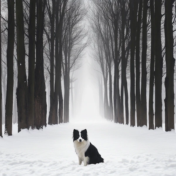 Dog in Snowy Landscape