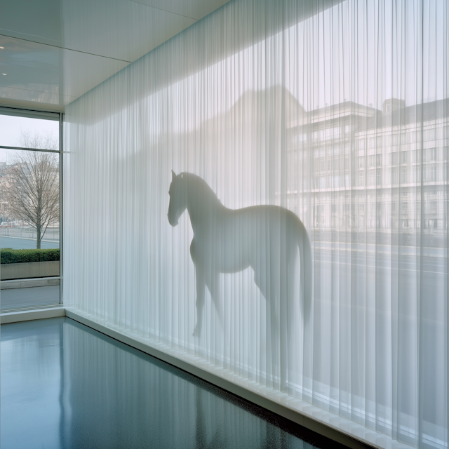 Silhouette of a Horse on Curtain