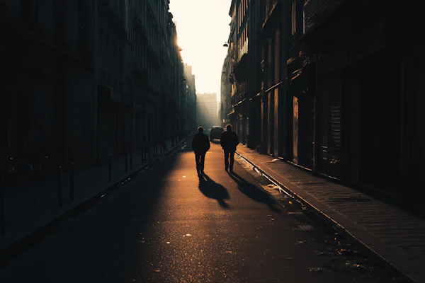 Urban Sunset Silhouettes