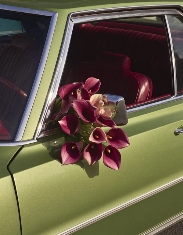Vintage Car with Lilies
