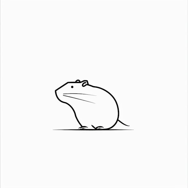 Minimalist Rodent Line Drawing