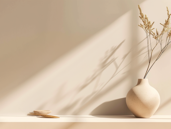 Minimalistic Interior Decor with Vase and Dried Grass