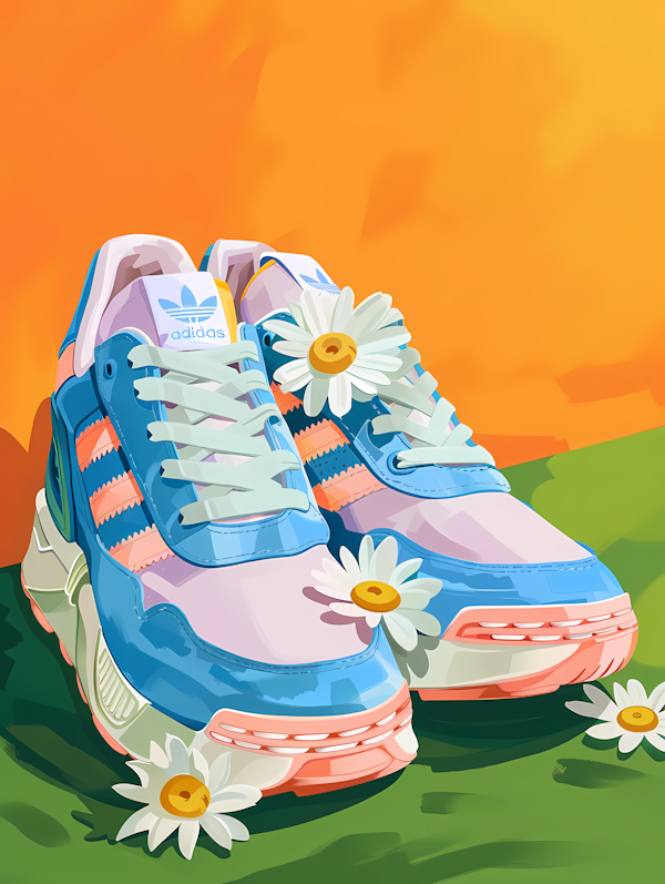 Colorful Adidas Sneakers with Daisies