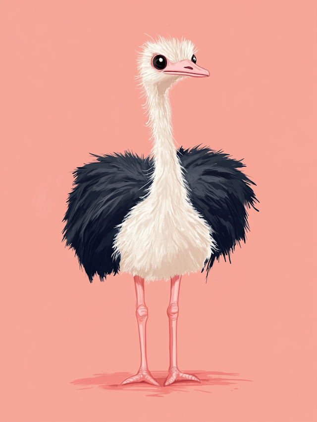 Whimsical Ostrich Illustration