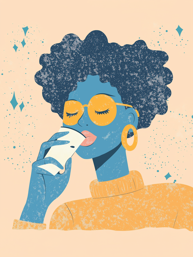 Stylized Illustration of Person with Blue Skin