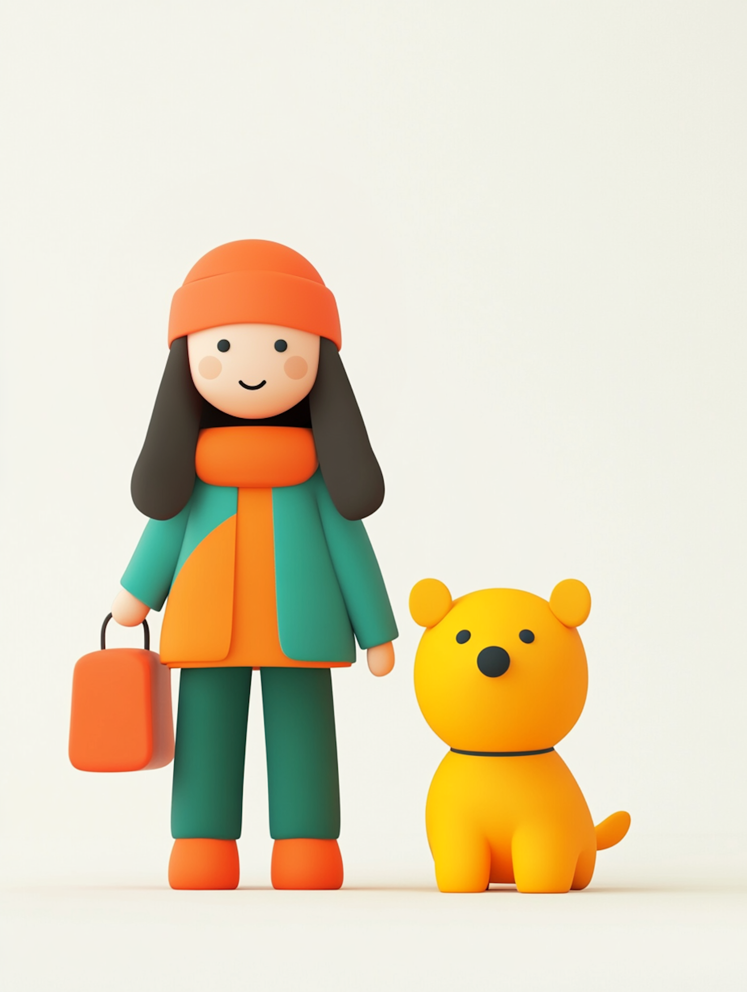 Colorful Cartoon Character and Dog