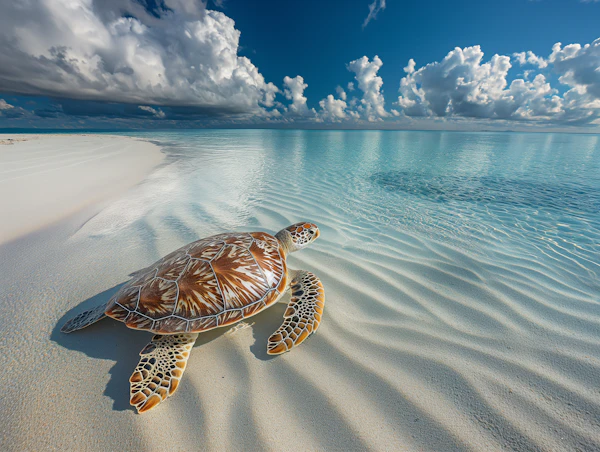 Serene Sea Turtle on Sandy Beach