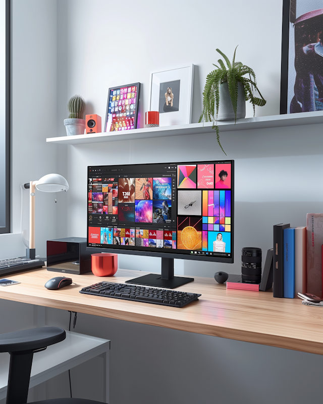 Modern Workspace with Tech and Personal Touches