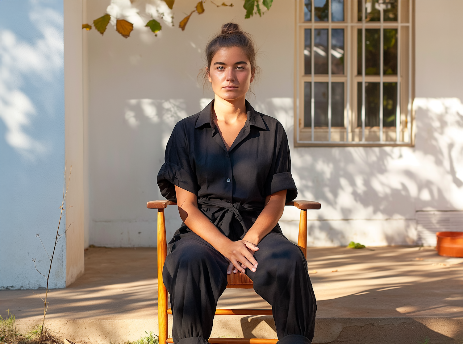 Contemplative Young Woman Seated