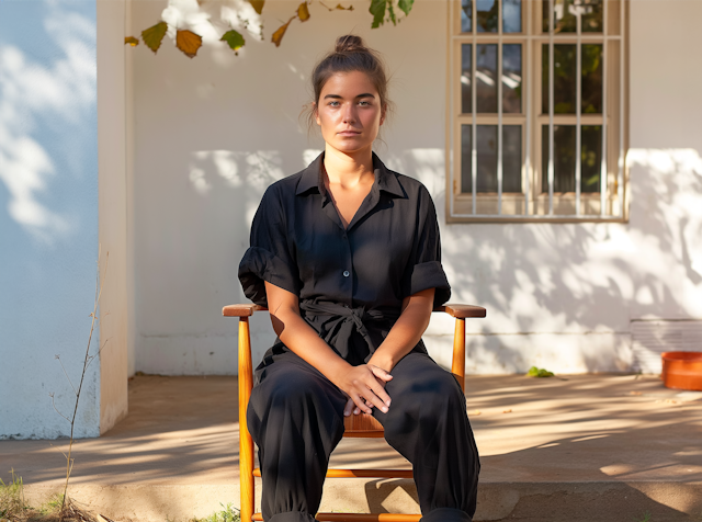 Contemplative Young Woman Seated