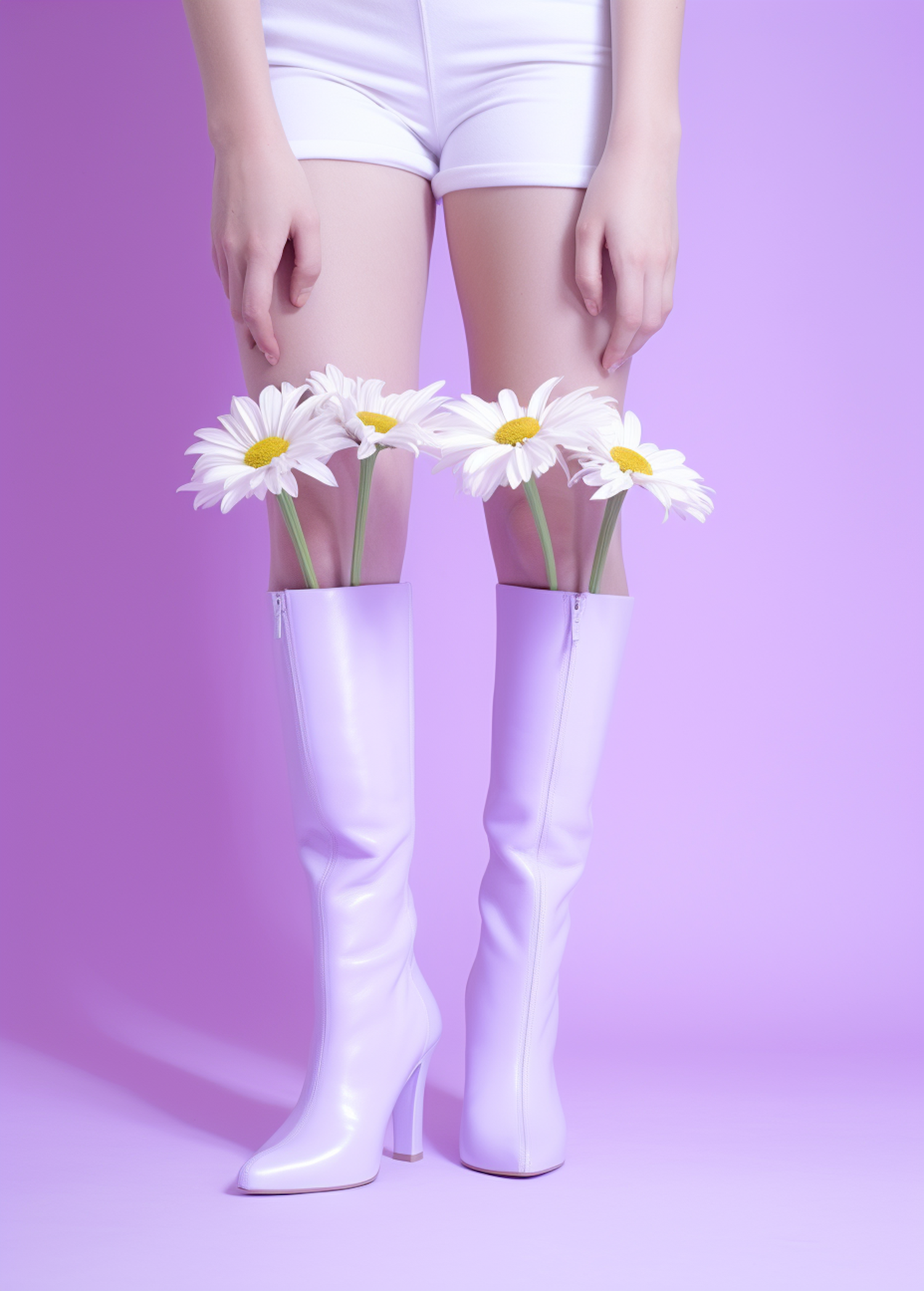 Whimsical Daisy Bloom Knee-High Boots
