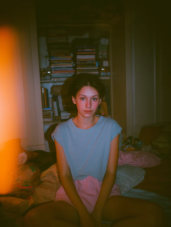 Woman in Cozy Bedroom