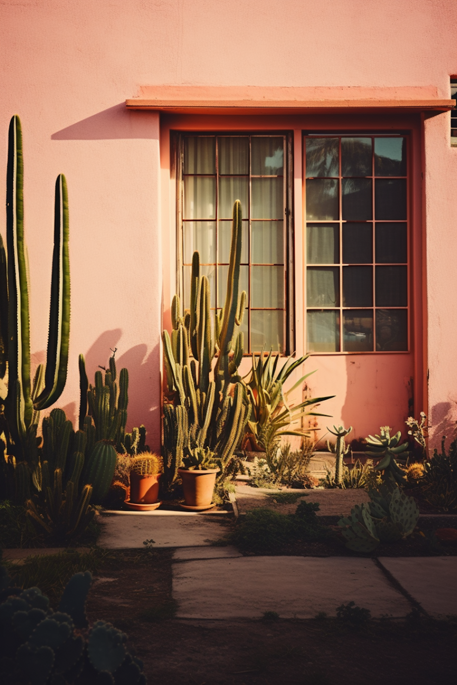 Serene Cacti Garden at Twilight