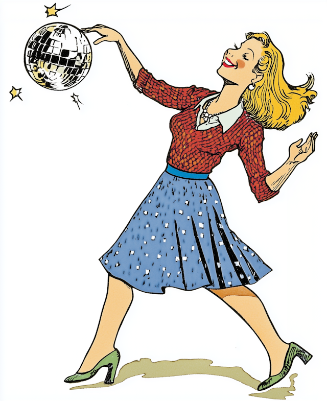 Joyful Woman with Disco Ball