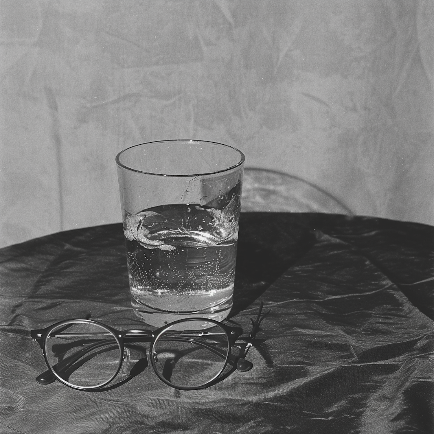 Monochrome Still Life with Fish and Eyeglasses