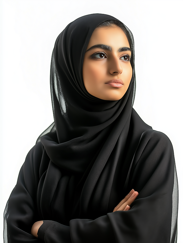 Woman in Black Hijab and Abaya