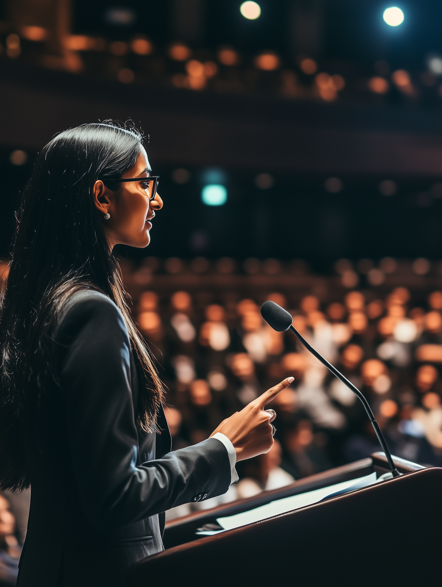 Woman Delivering Speech at Conference