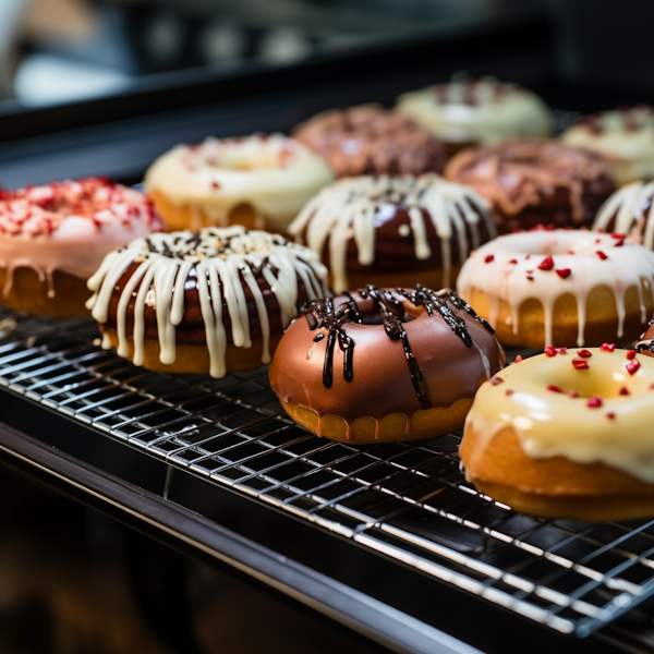 Glossy Assortment of Glazed Donuts