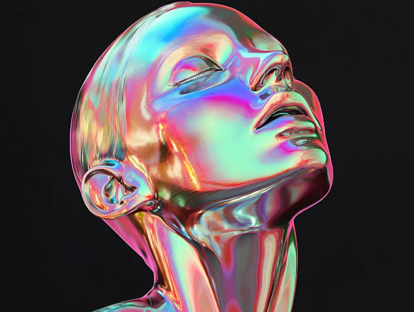 Futuristic Reflective Human Head