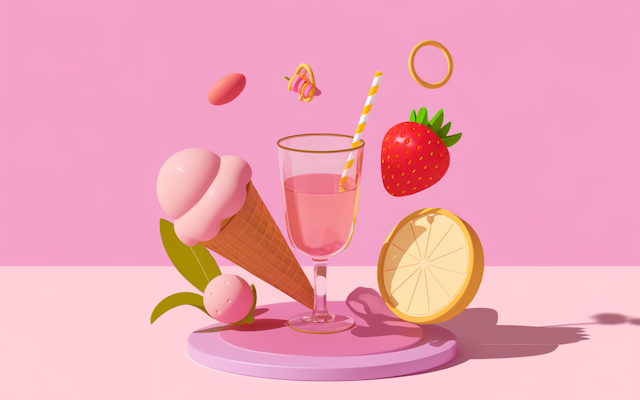 Playful Food Ensemble with Levitating Ice Cream