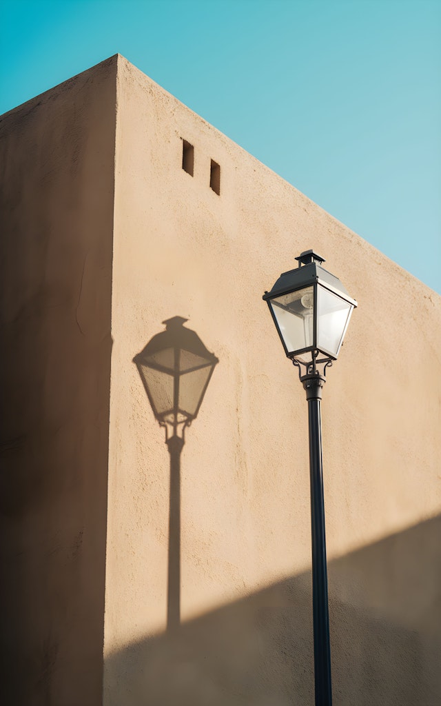 Elegant Street Lamp Against Beige Wall