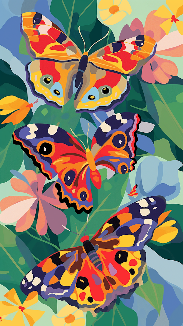 Vibrant Illustrated Butterflies