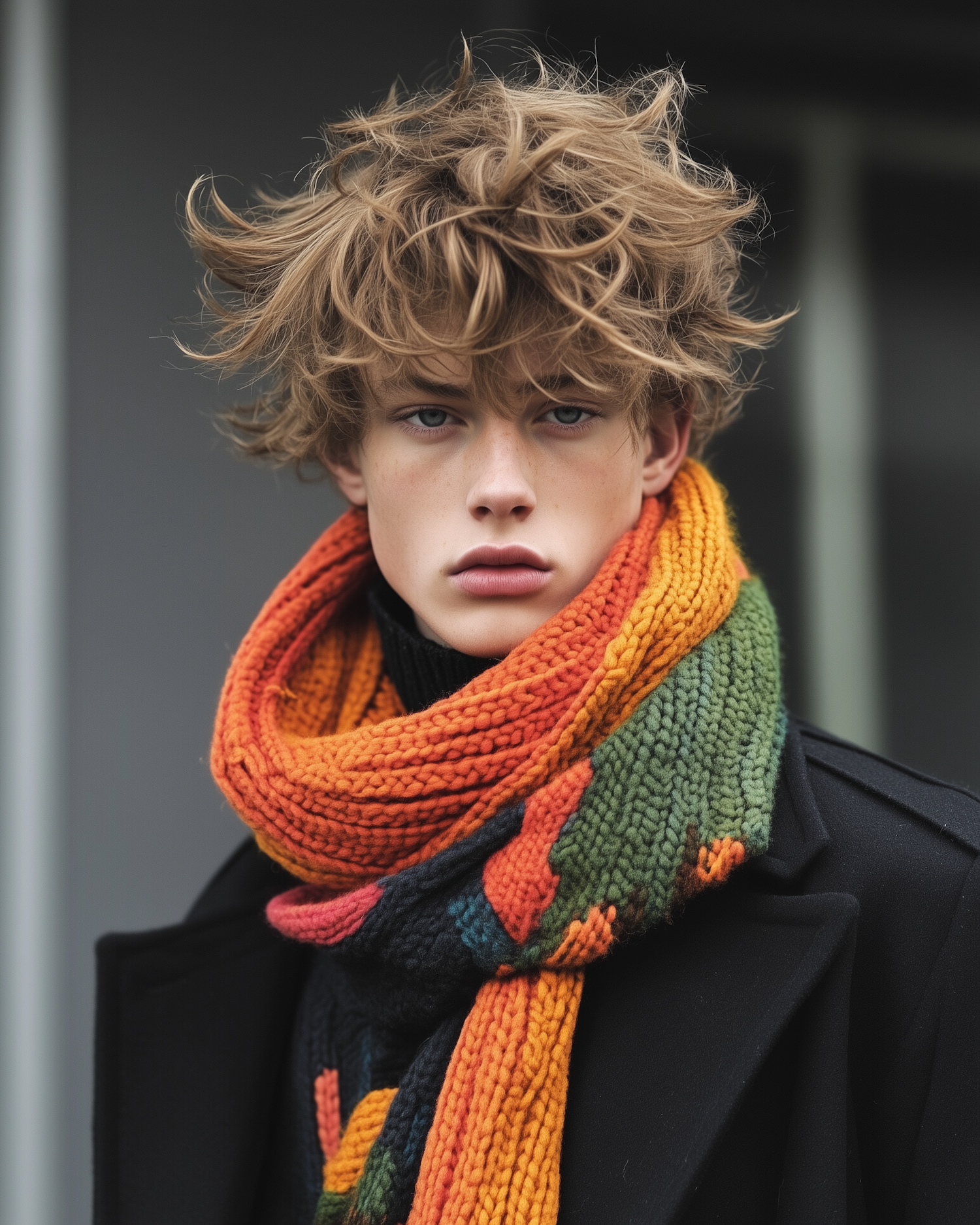 Portrait of a Young Person with Knitted Scarf