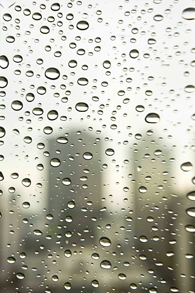 Raindrops on Window with Cityscape