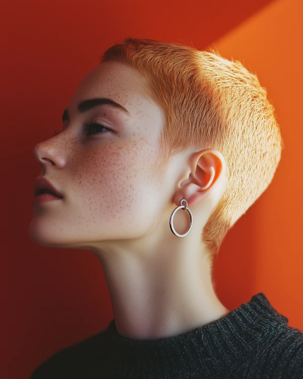 Profile Portrait with Orange Background