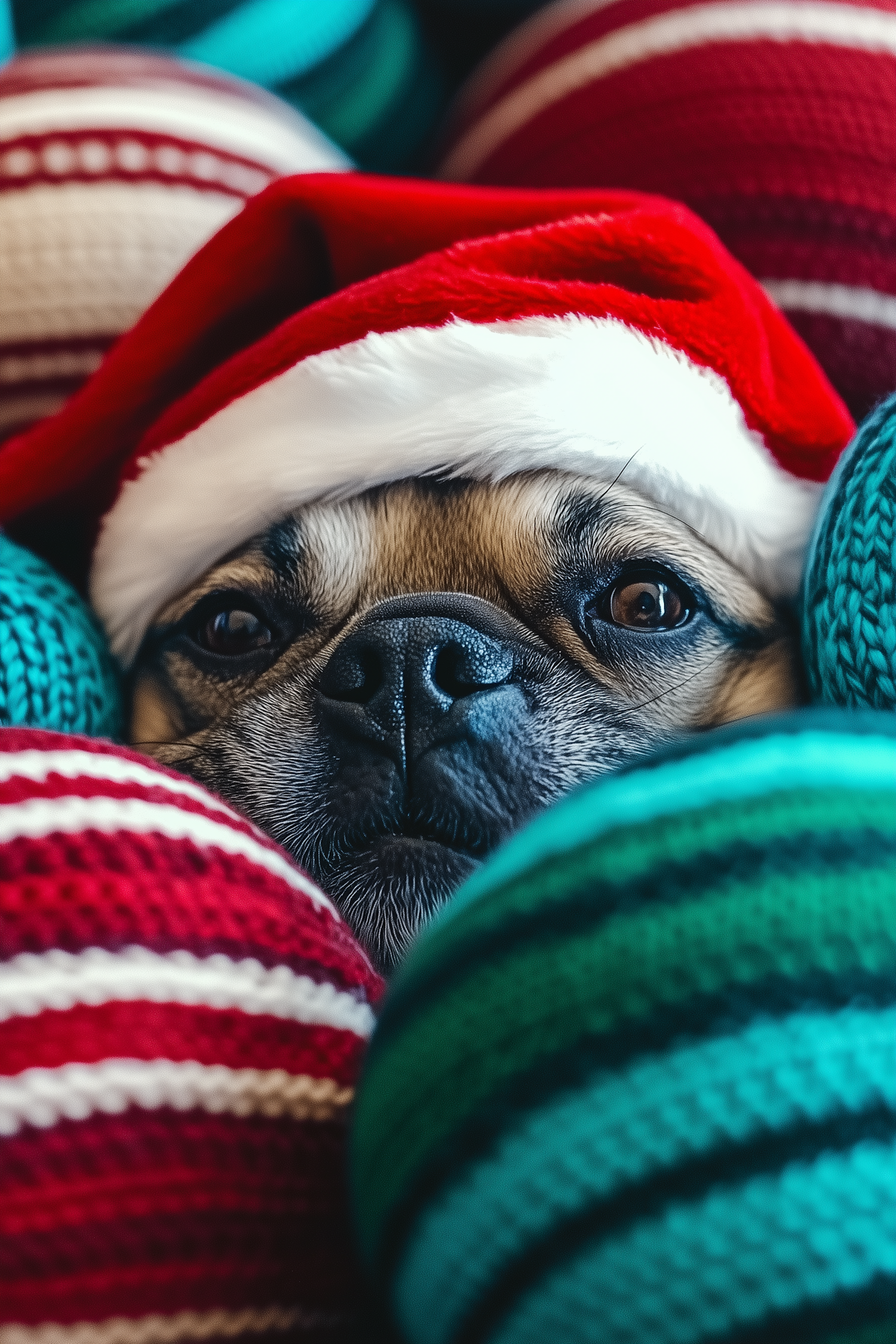 Festive Dog in Knitted Fabrics