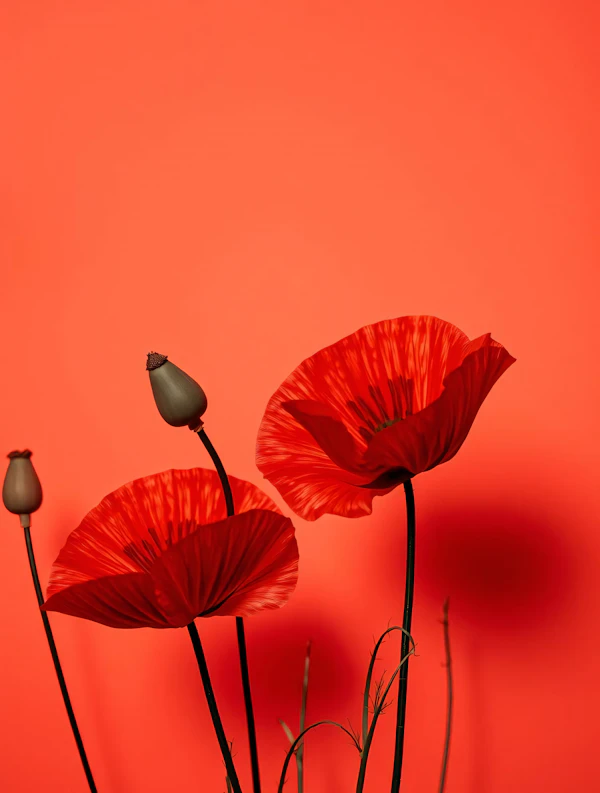 Vivid Red Poppy Flowers