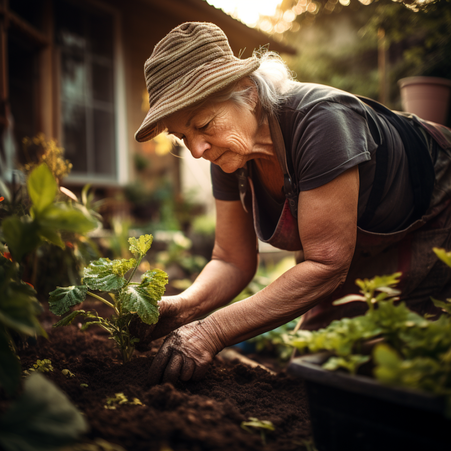 The Gardening Matron in the Sunlit Eden